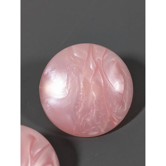 Vintage Pink Swirl Lucite Round Dome Pierced Earrings - Picture 4 of 8